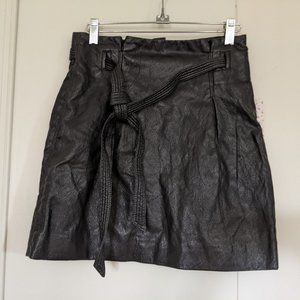 NWT Free people black faux leather mini skirt